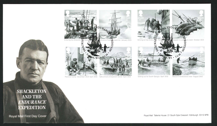 2016 - Shackleton Expedition First Day Cover - "Ship" London SW1 Postmark